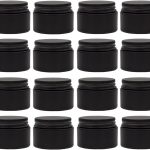 Darware 15-Milliliter Glass Balm Jars (24-Pack, Black), 1/2 oz Tiny Cosmetic Jars with Lined Black Metal Lids
